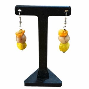 Handmade Elegant Yellow and Orange Beaded Earrings B8